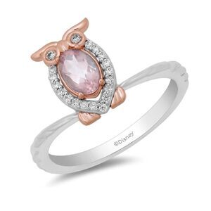 Enchanted Disney 10k Rose Gold 1/10 Cttw Natural White Round Diamond ring